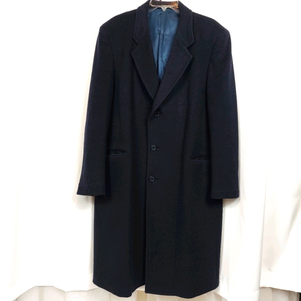VINTAGE CASHMERE AND WOOL LONG TRENCH COAT SZ 44 - Picture 1 of 15